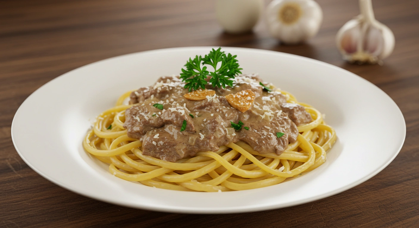 Creamy Garlic Beef Pasta
